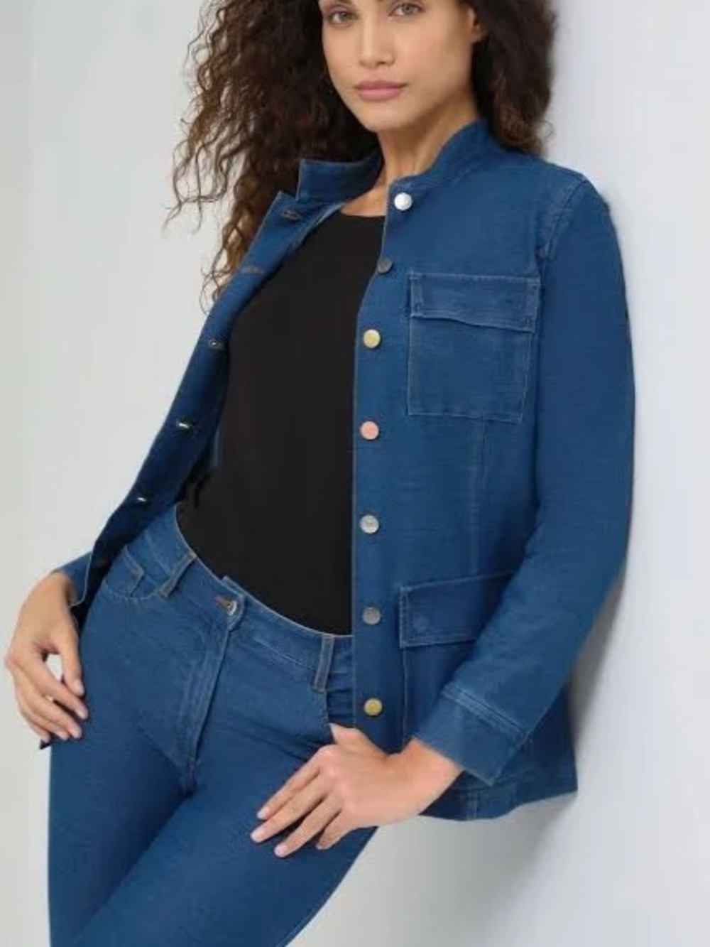 Anatomie Luvan Blue Denim Button Front Super Stretchy Jacket. Size M. MSRP $398 - Picture 4 of 17